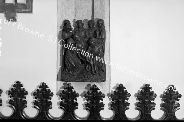 AUGUSTINCAN PRIORY OLD WOODCARVING OF DESCENT FROM CROSS OVER DUNRAVAN PAD IN CHURCH